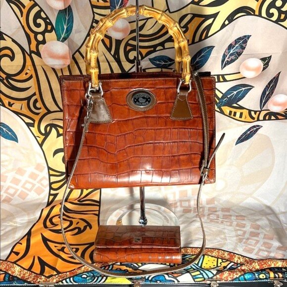 Vintage Bayou Collection Dooney & Bourke Alligator  Leather Satchel and Wallet - Picture 1 of 16